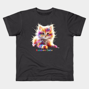 rainbow cutie kitten Kids T-Shirt